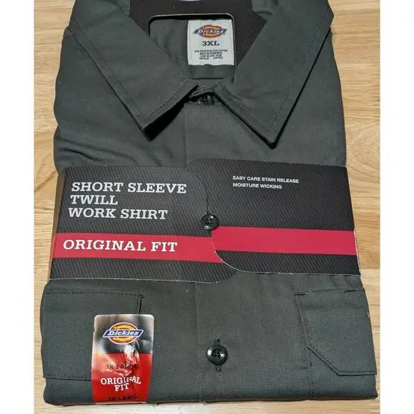 Dickies Short Sleeve Twill Work Shirt Mens 3XL Dark Green Original Fit Pockets - Picture 7 of 8
